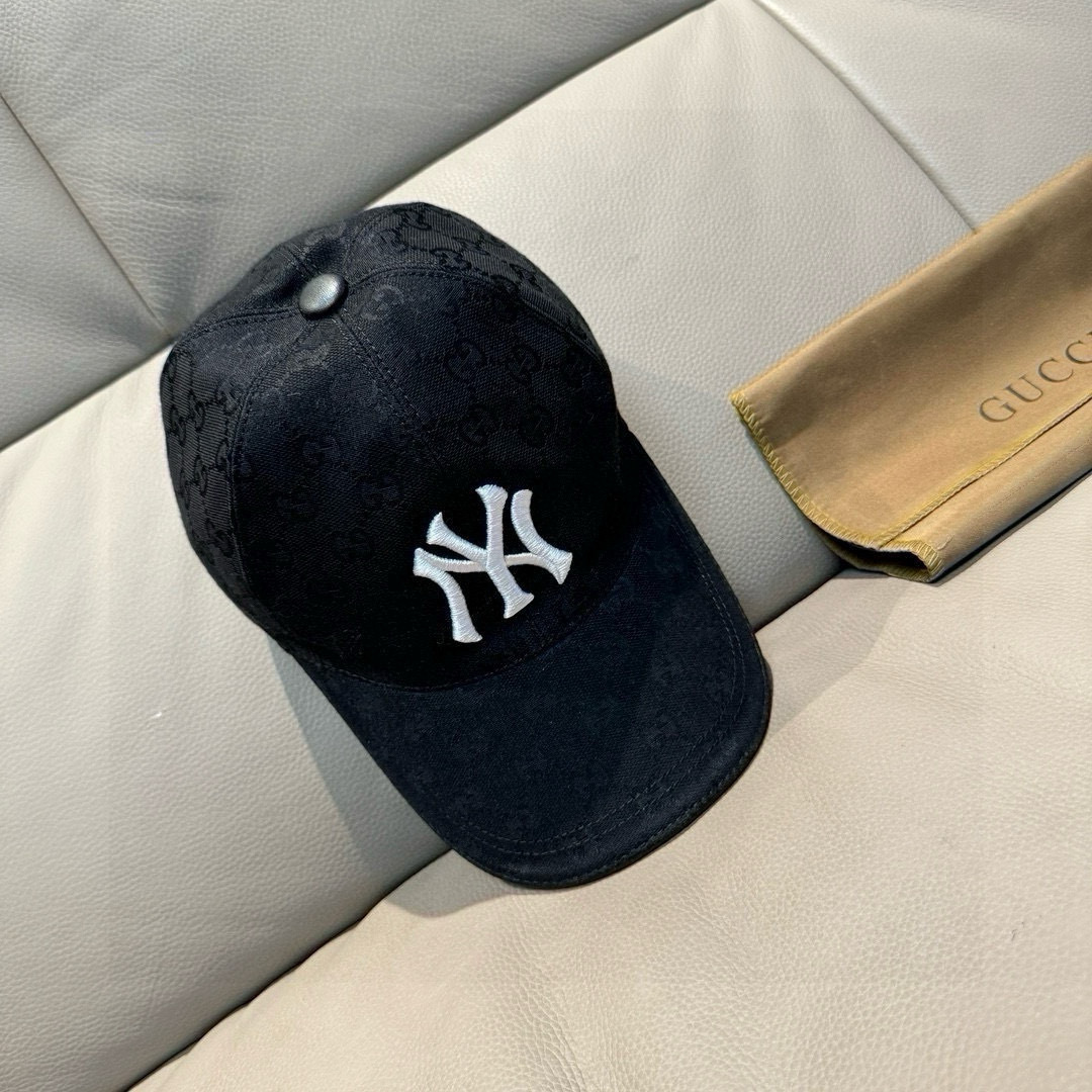 爆款全色到货NY&Gucci（古奇)合作款棒球帽， 专柜最新款，NY刺绣，1:1开模订制，原厂透气帆布料