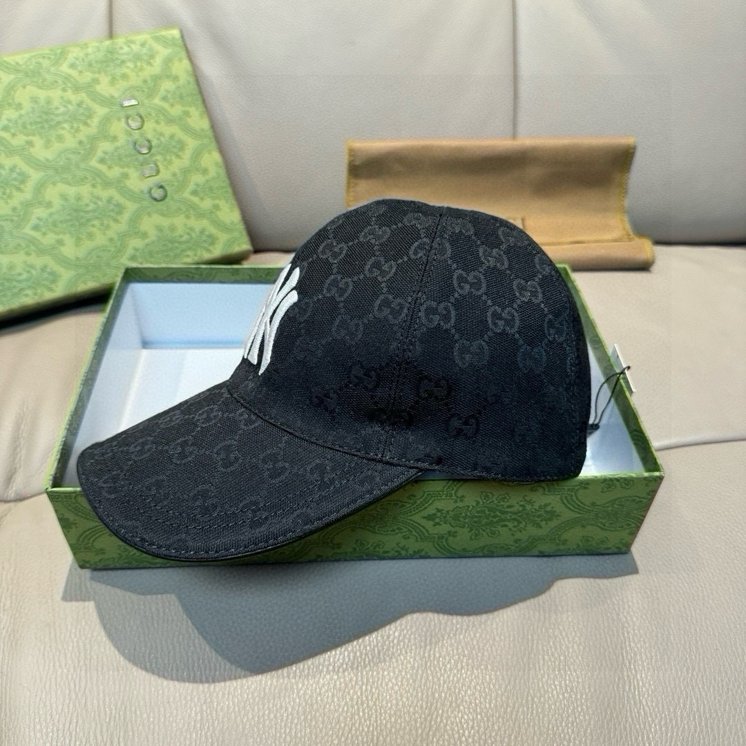 爆款全色到货NY&Gucci（古奇)合作款棒球帽， 专柜最新款，NY刺绣，1:1开模订制，原厂透气帆布料