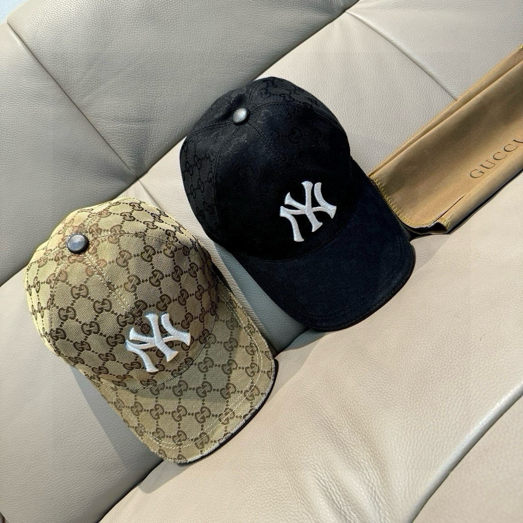 爆款全色到货NY&Gucci（古奇)合作款棒球帽， 专柜最新款，NY刺绣，1:1开模订制，原厂透气帆布料