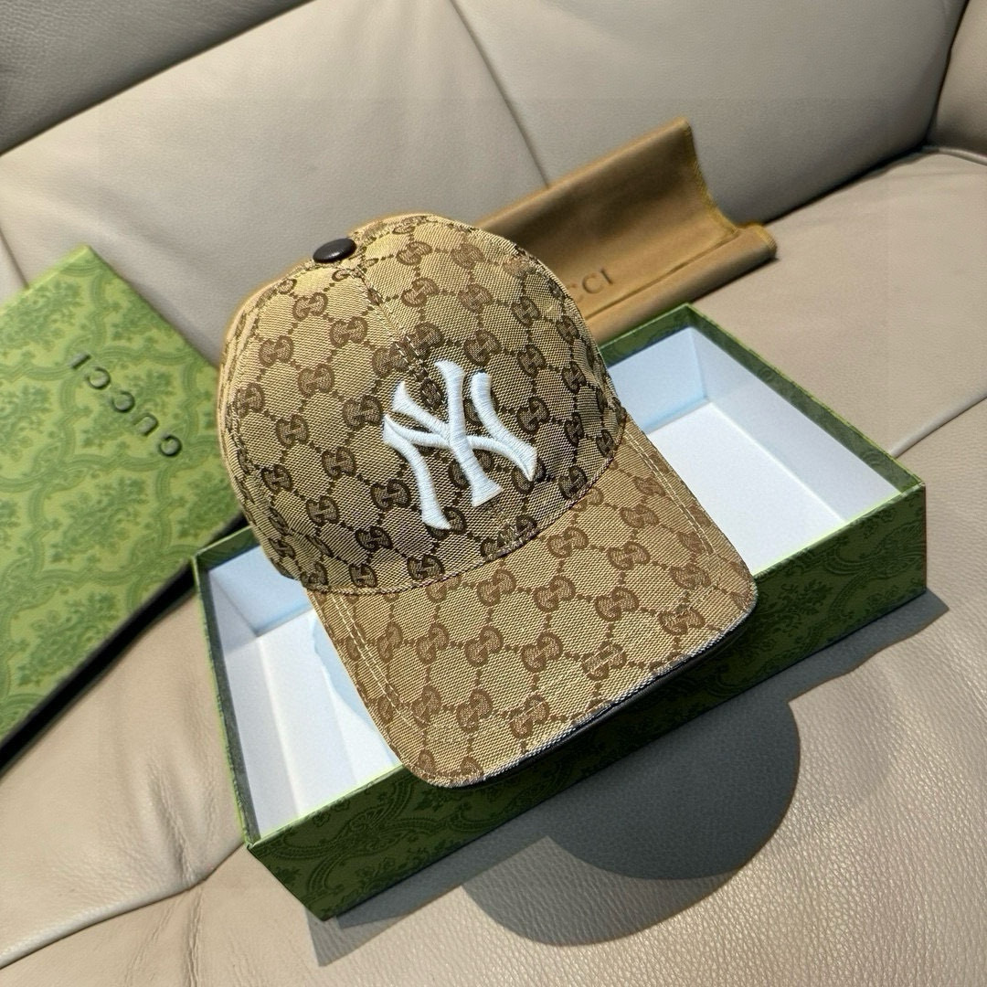 爆款全色到货NY&Gucci（古奇)合作款棒球帽， 专柜最新款，NY刺绣，1:1开模订制，原厂透气帆布料