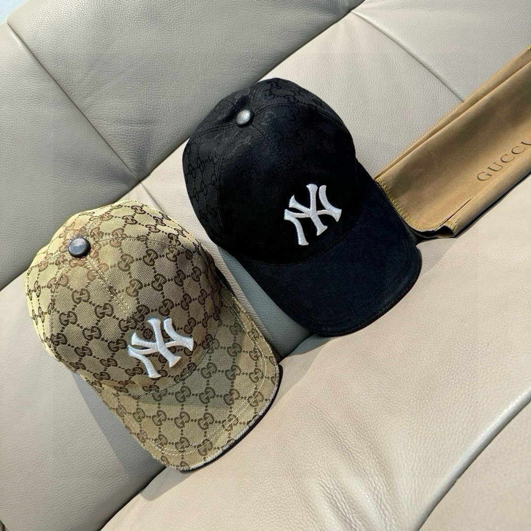 爆款全色到货NY&Gucci（古奇)合作款棒球帽， 专柜最新款，NY刺绣，1:1开模订制，原厂透气帆布料