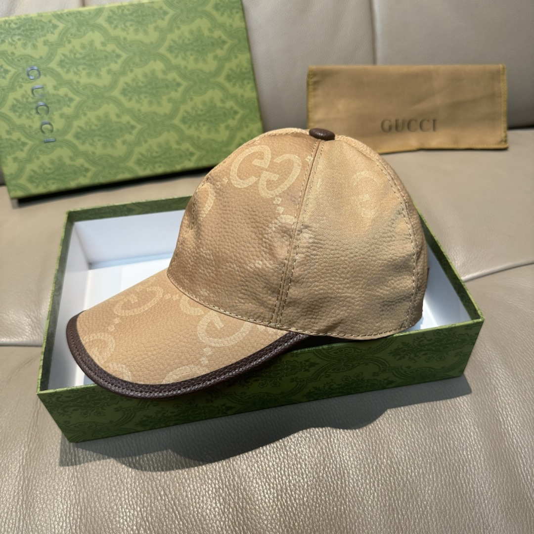 配包装布袋，Gucci古奇新款原单棒球帽， 大双G，专柜1:1开模订制，完美对花，原版帆布面料+头层牛皮