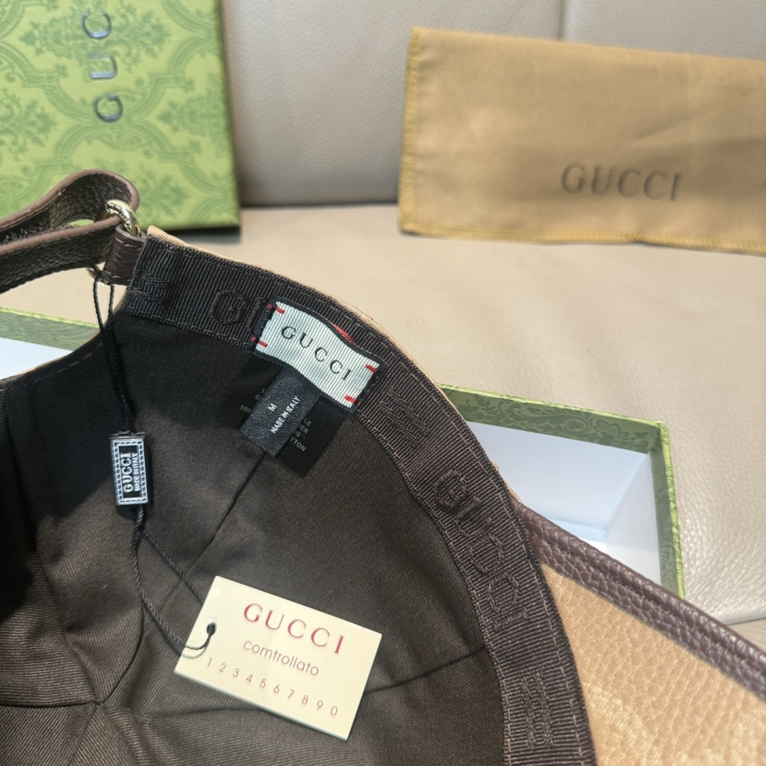 配包装布袋，Gucci古奇新款原单棒球帽， 大双G，专柜1:1开模订制，完美对花，原版帆布面料+头层牛皮
