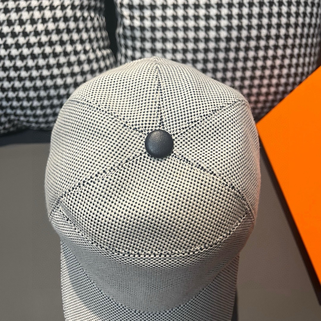 配盒子布袋，HERMÈS (爱马仕)原单棒球帽，经典H，正品开模订制，原版透气帆布面料+头层牛皮，原厂精