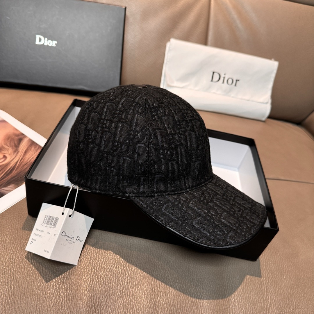 配盒子布袋，Dior(迪奥)新款原单棒球帽， Dior老花，复古韵味十足，专柜断货热门，1:1开模订制，