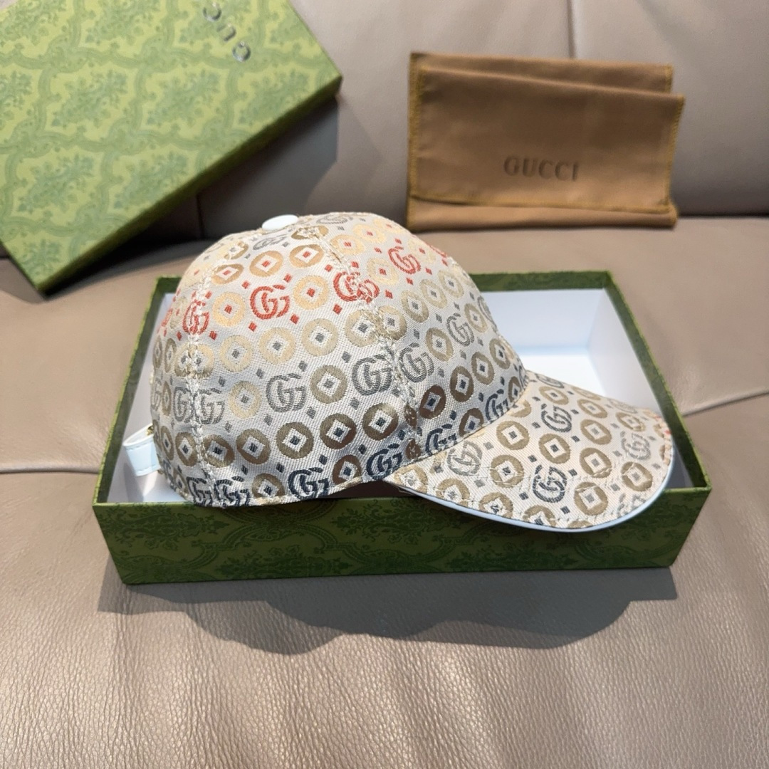 配包装布袋，Gucci古奇新款原单棒球帽， 双G提花，专柜1:1开模订制，完美对花，原版帆布面料+头层牛