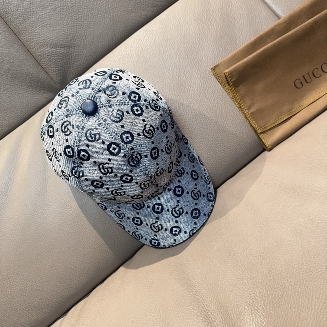 配包装布袋，Gucci古奇新款原单棒球帽， 双G提花，专柜1:1开模订制，完美对花，原版帆布面料+头层牛
