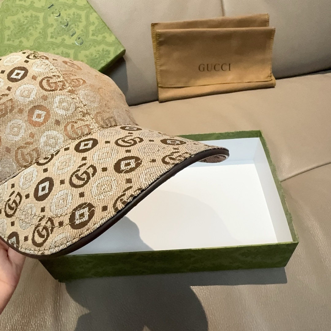 配包装布袋，Gucci古奇新款原单棒球帽， 双G提花，专柜1:1开模订制，完美对花，原版帆布面料+头层牛