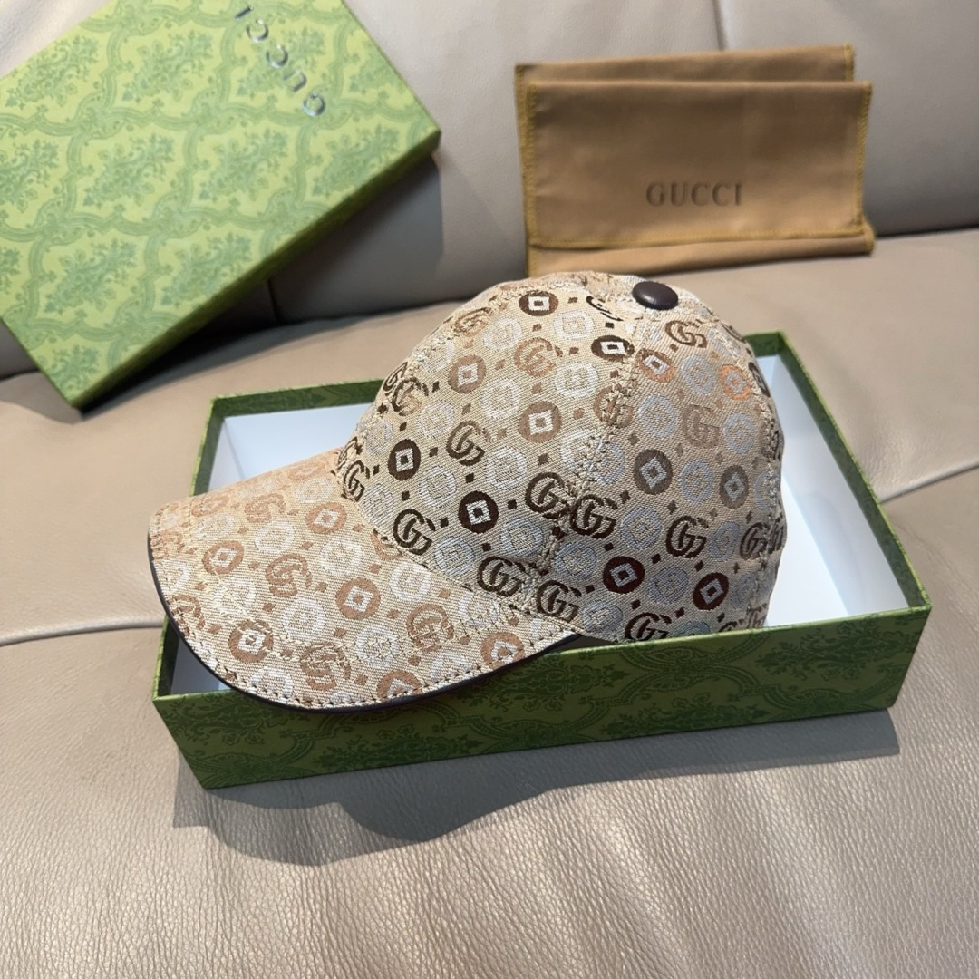 配包装布袋，Gucci古奇新款原单棒球帽， 双G提花，专柜1:1开模订制，完美对花，原版帆布面料+头层牛