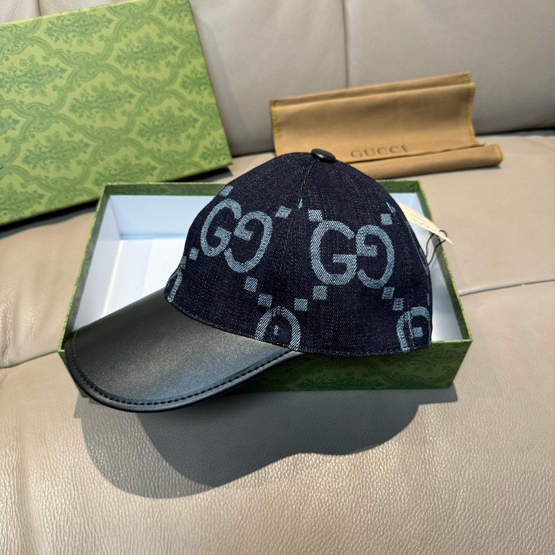 配盒子布袋，Gucci(古奇)新款原单棒球帽， 大双G拼皮，专柜热卖款，1:1开模订制，原版帆布料+头层