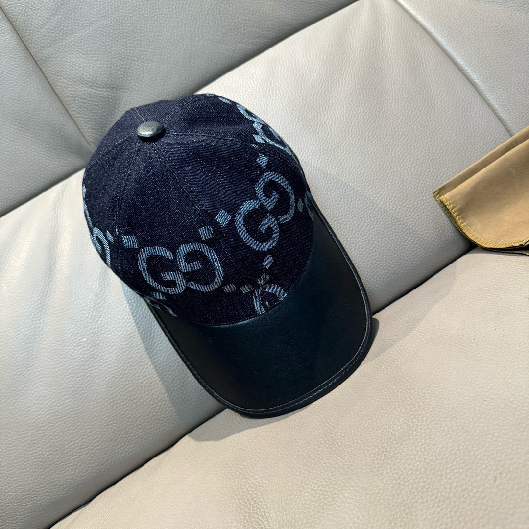 配盒子布袋，Gucci(古奇)新款原单棒球帽， 大双G拼皮，专柜热卖款，1:1开模订制，原版帆布料+头层