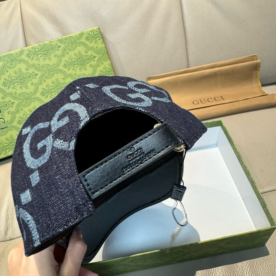 配盒子布袋，Gucci(古奇)新款原单棒球帽， 大双G拼皮，专柜热卖款，1:1开模订制，原版帆布料+头层