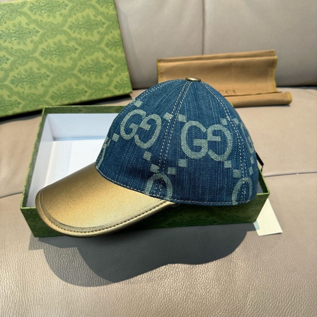 配盒子布袋，Gucci(古奇)新款原单棒球帽， 大双G拼皮，专柜热卖款，1:1开模订制，原版帆布料+头层
