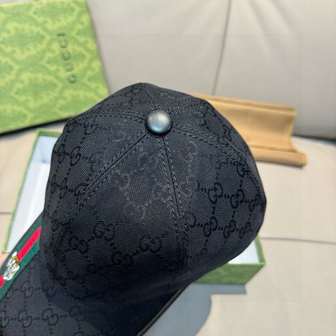 配盒子布袋，Gucci(古奇)新款原单棒球帽， 虎头织带，1:1开模订制，重工刺绣，细节可媲美专柜，原版