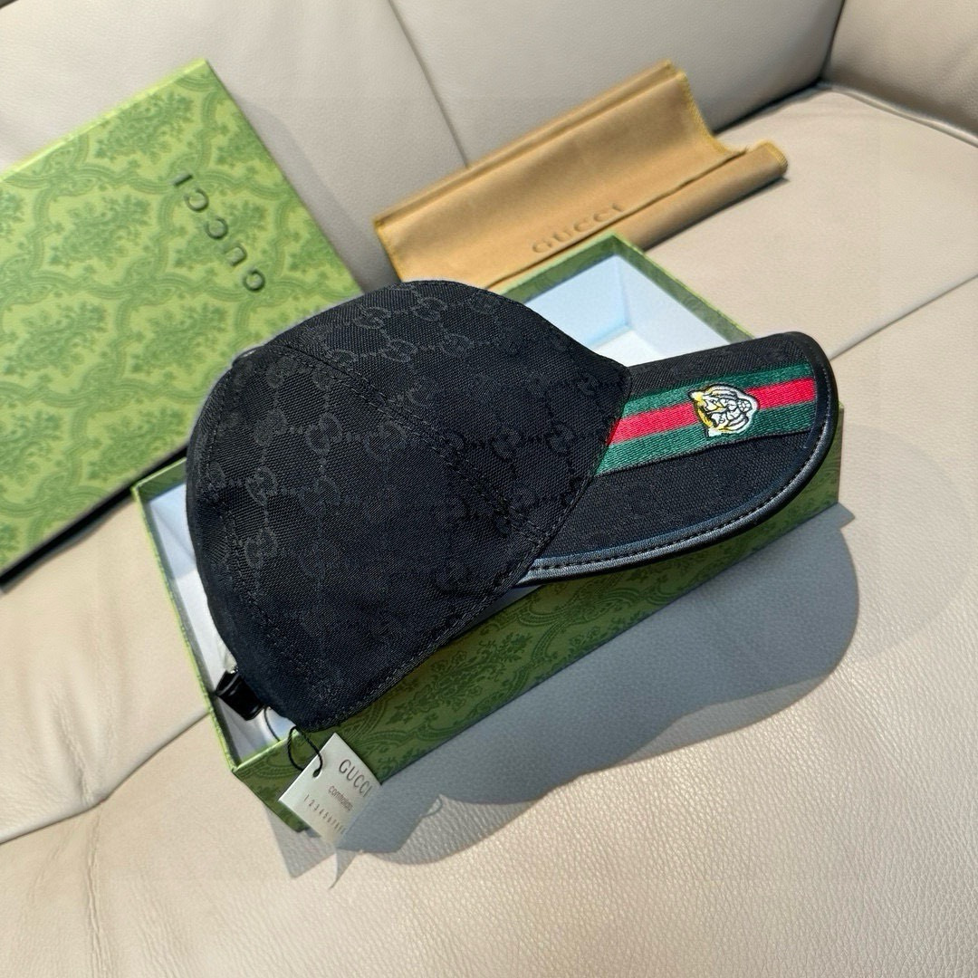 配盒子布袋，Gucci(古奇)新款原单棒球帽， 虎头织带，1:1开模订制，重工刺绣，细节可媲美专柜，原版