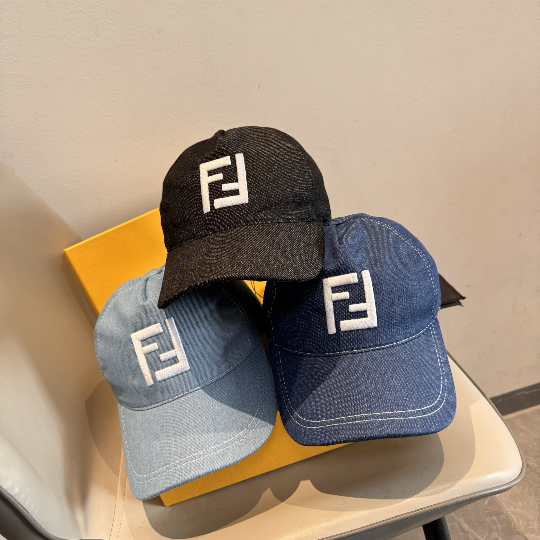 配盒子布袋，Fendi（芬迪）新款原单棒球帽， 双F大刺绣，专柜热卖款中，1:1开模订制，原厂进帆布料+