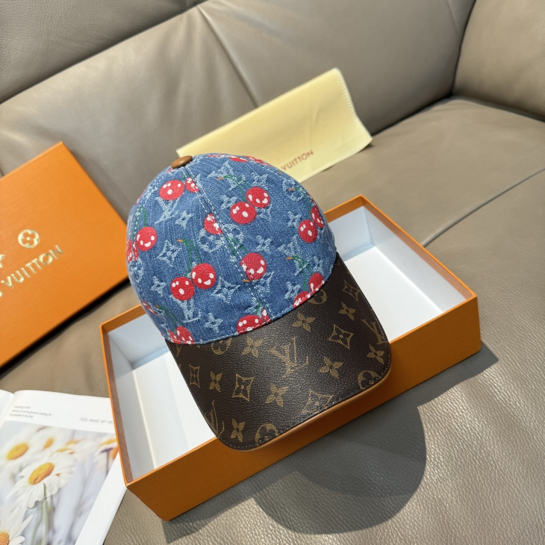 配盒子布袋，LV路易威登新款原单棒球帽，LV小樱桃，专柜1:1开模订制，原版帆布面料+头层牛皮，轻盈透气