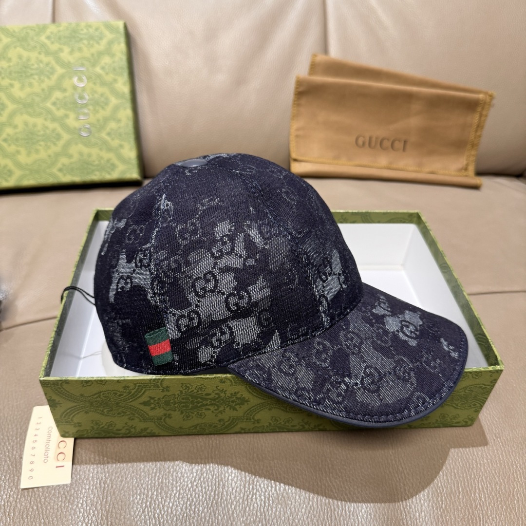配包装布袋，Gucci(古奇)新款原单棒球帽， GG丹宁棒球帽，专柜最新款，1:1开模订制，正版开模五金