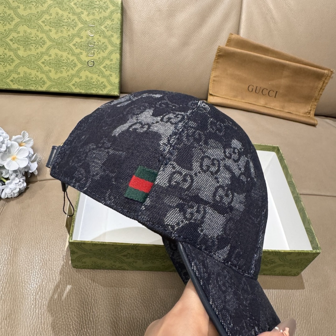 配包装布袋，Gucci(古奇)新款原单棒球帽， GG丹宁棒球帽，专柜最新款，1:1开模订制，正版开模五金