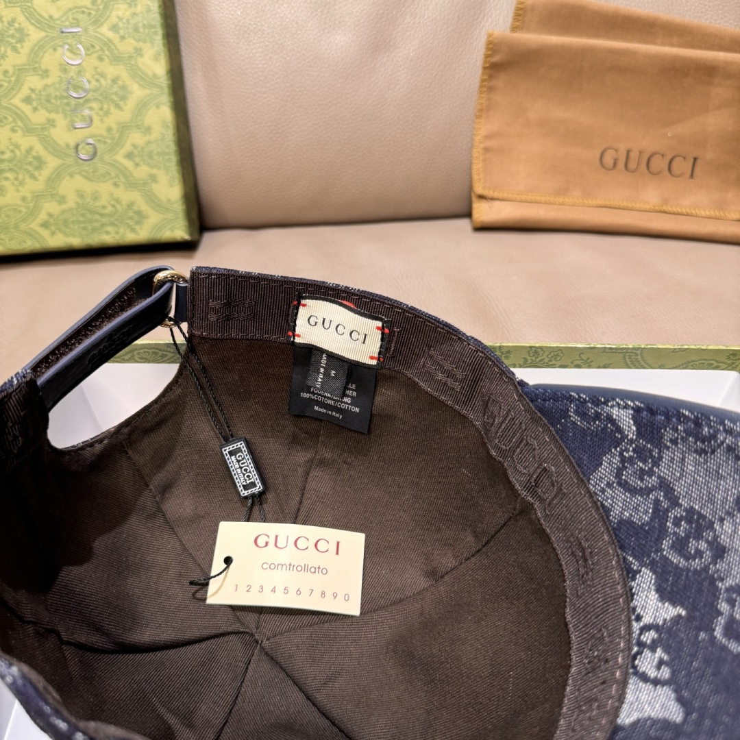 配包装布袋，Gucci(古奇)新款原单棒球帽， GG丹宁棒球帽，专柜最新款，1:1开模订制，正版开模五金