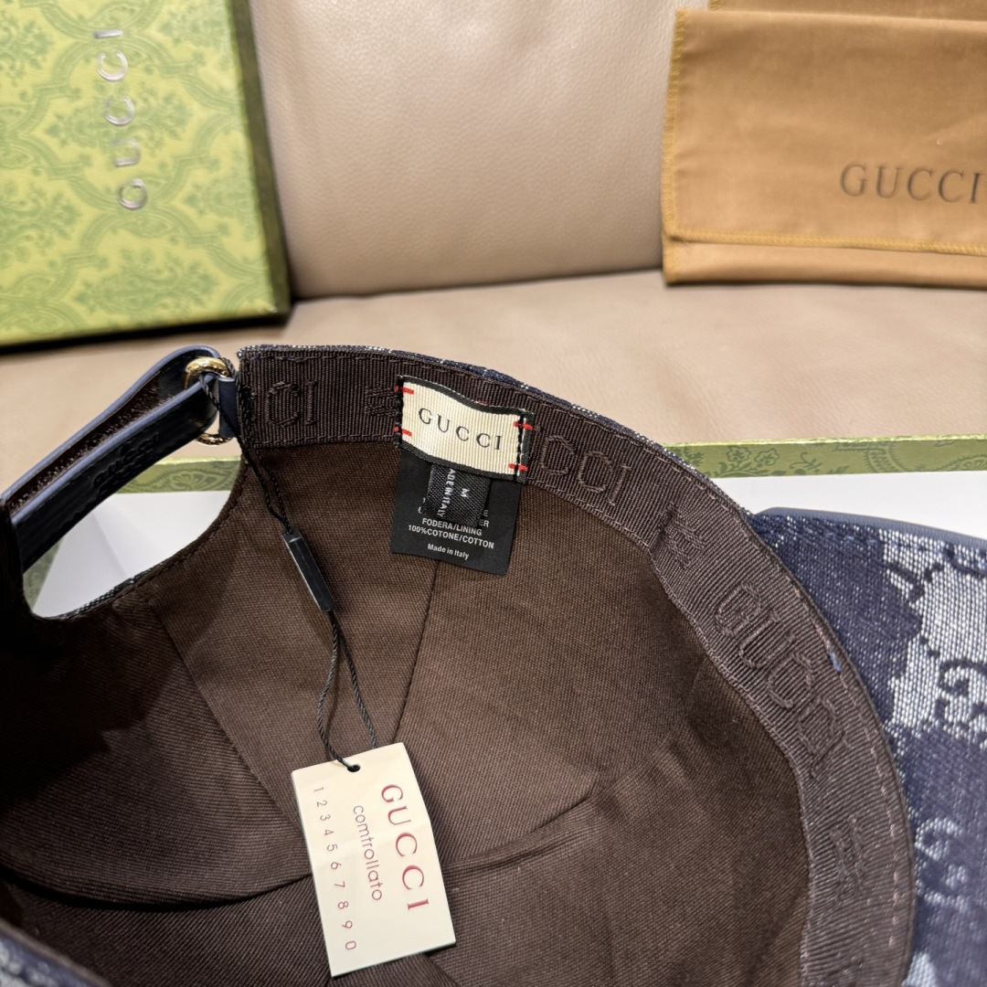 配包装布袋，Gucci(古奇)新款原单棒球帽， GG丹宁棒球帽，专柜最新款，1:1开模订制，正版开模五金