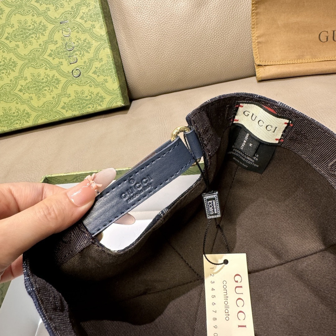 配包装布袋，Gucci(古奇)新款原单棒球帽， GG丹宁棒球帽，专柜最新款，1:1开模订制，正版开模五金