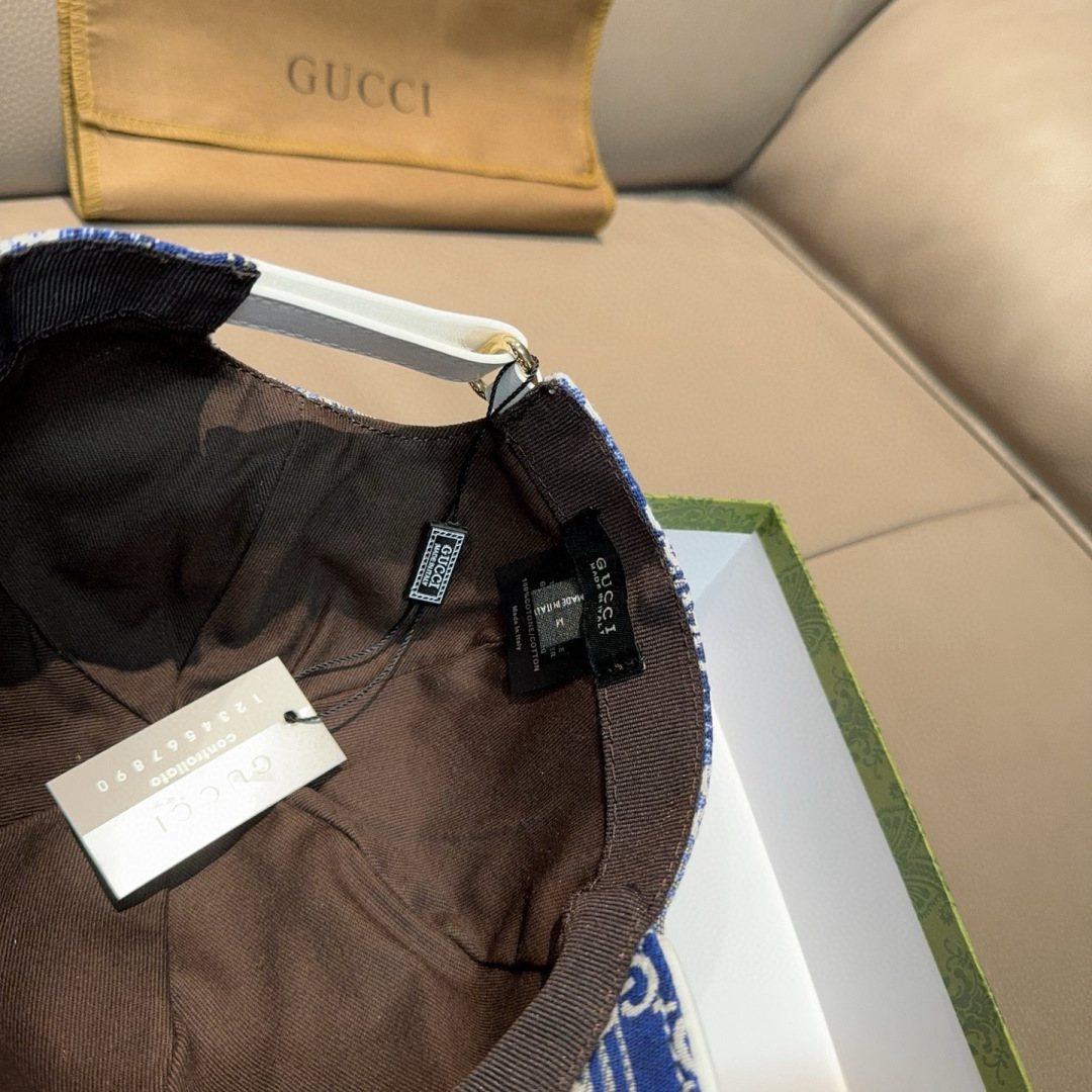 配盒子布袋，Gucci(古奇)新款原单棒球帽，渐变糖果双G，专柜1:1开模订制！原版牛仔布料+头层牛皮，