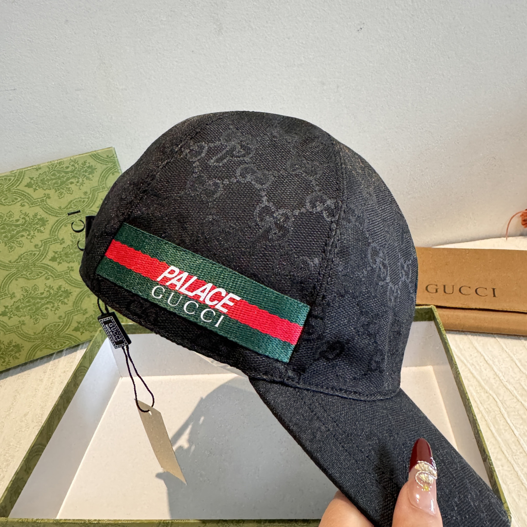 配盒子布袋，Palace&Gucci(古奇)最新合作款，原单棒球帽，1:1开模订制，细节可媲美专柜，原版