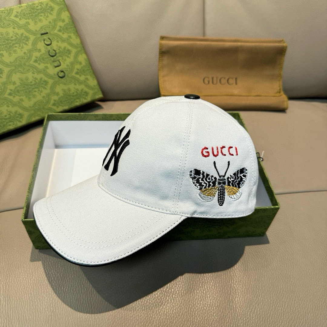 配盒子布袋，NY&Gucci(古奇)合作款，最新款原单棒球帽，1:1开模订制，重工刺绣，细节可媲美专柜，