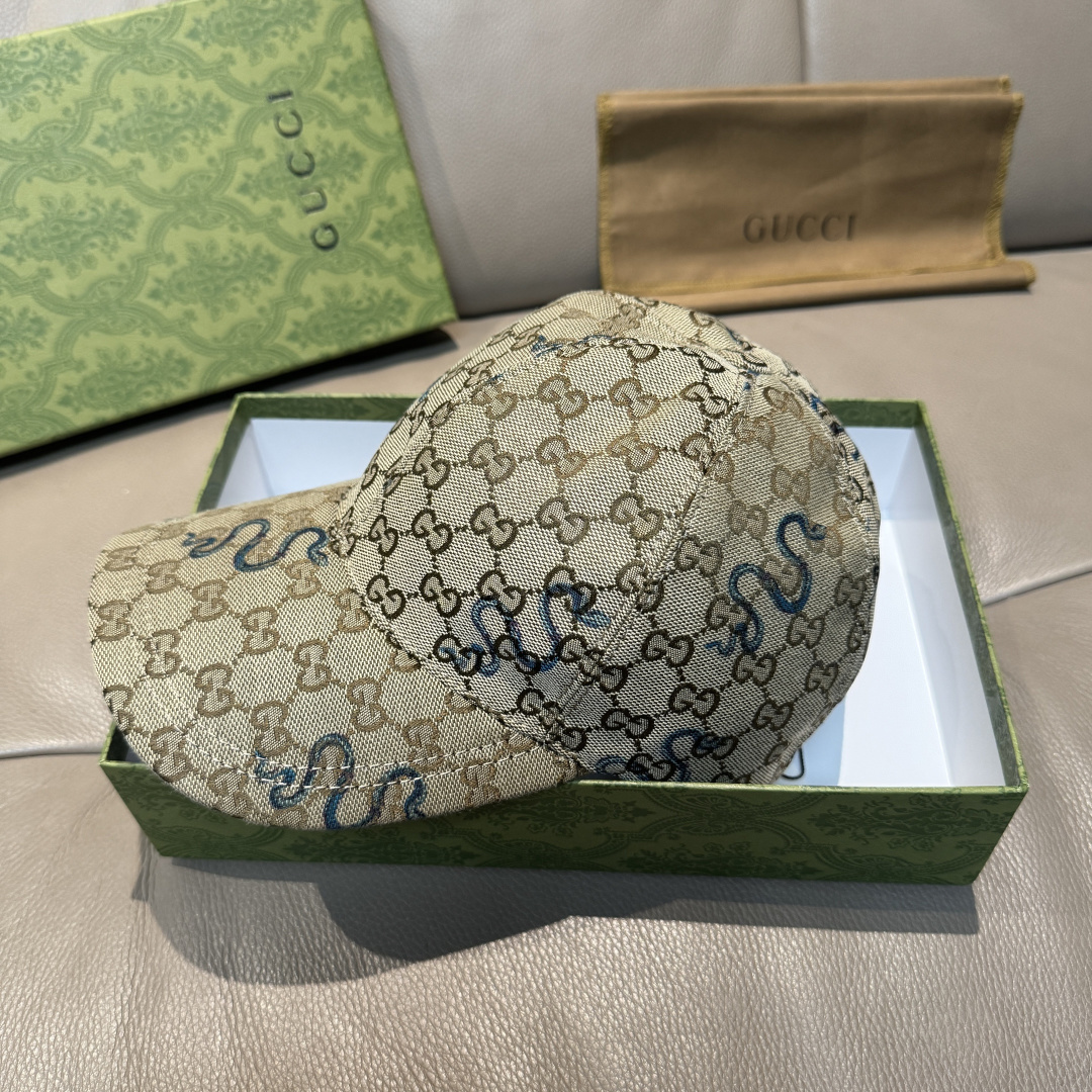 配包装布袋，Gucci古奇新款原单棒球帽， 蛇年限定款，狂蛇双G提花，专柜1:1开模订制，完美对花，原版
