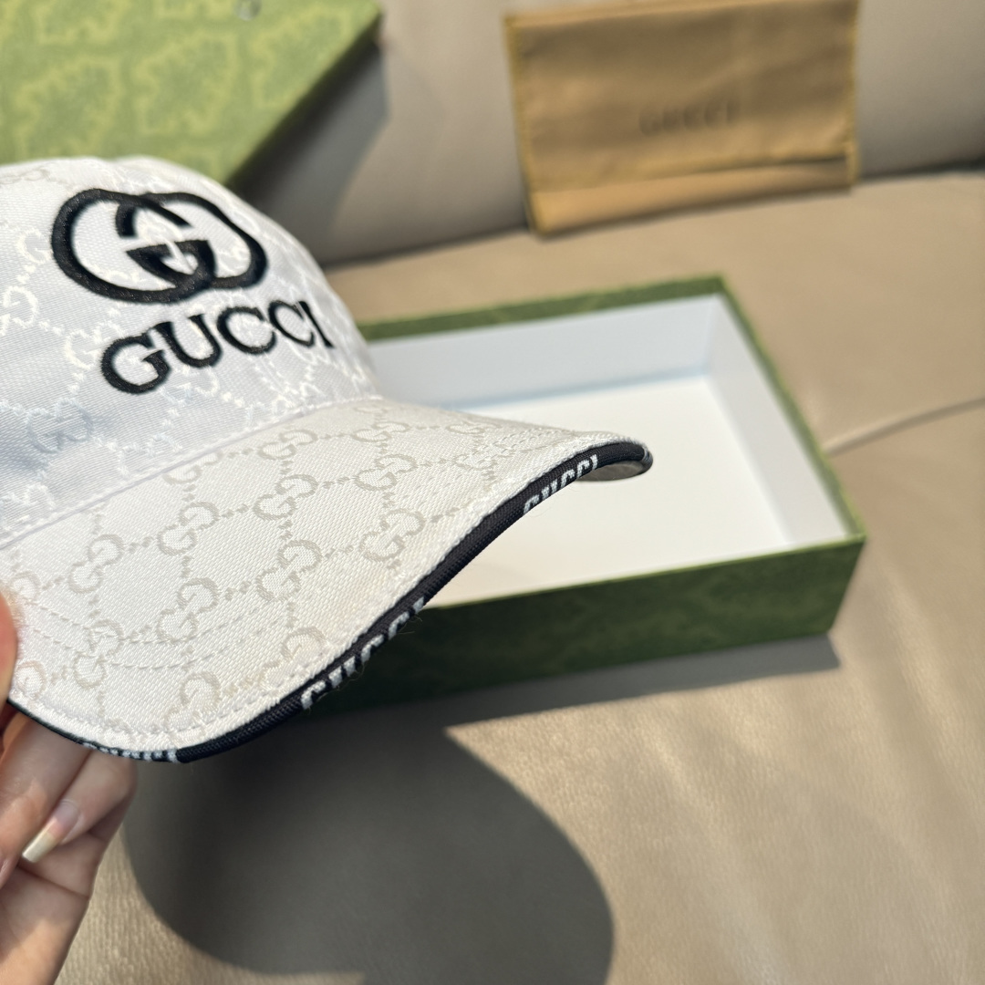 配盒子布袋，Gucci(古奇)新款原单棒球帽， GUCCI刺绣，1:1开模订制，重工刺绣，细节可媲美专柜