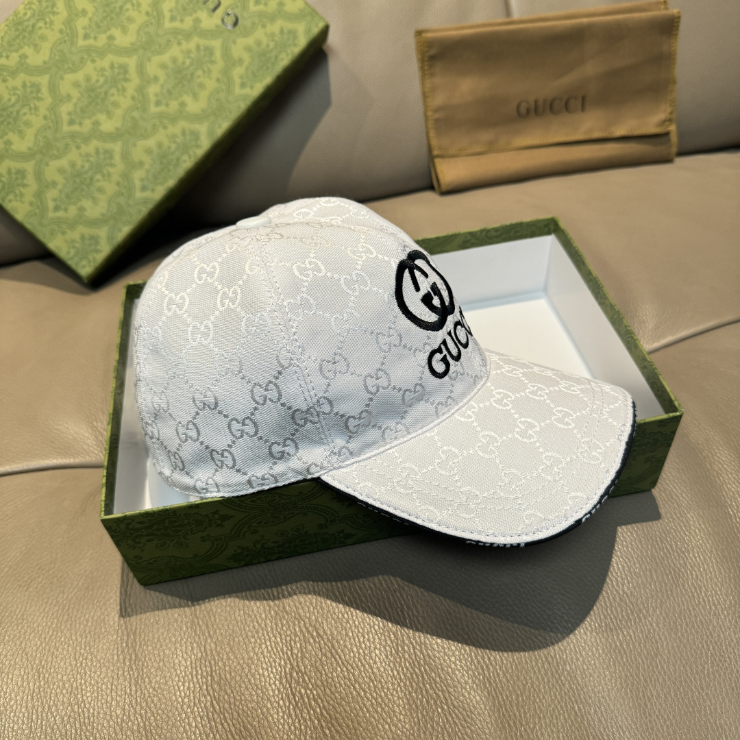 配盒子布袋，Gucci(古奇)新款原单棒球帽， GUCCI刺绣，1:1开模订制，重工刺绣，细节可媲美专柜