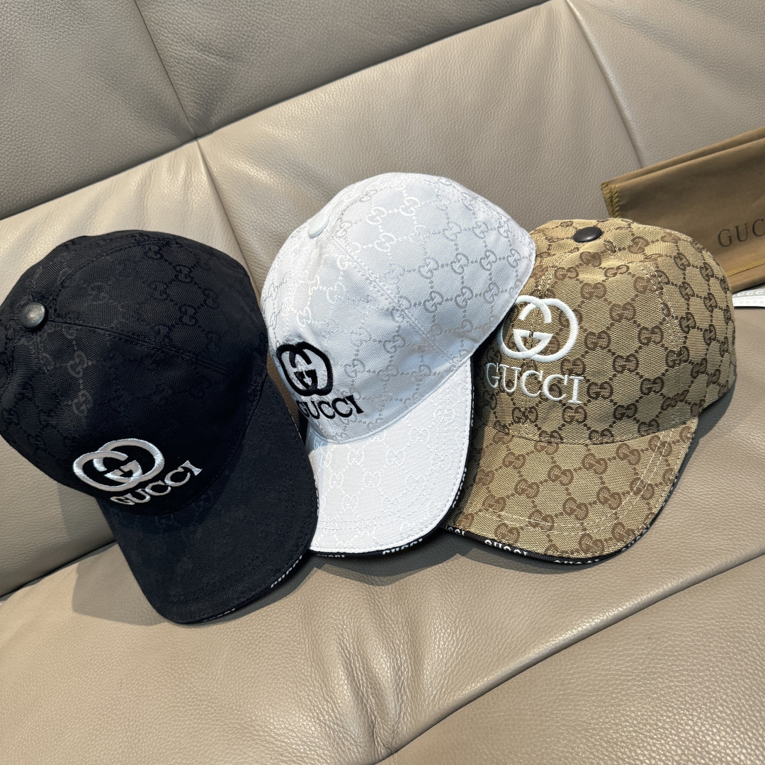 配盒子布袋，Gucci(古奇)新款原单棒球帽， GUCCI刺绣，1:1开模订制，重工刺绣，细节可媲美专柜