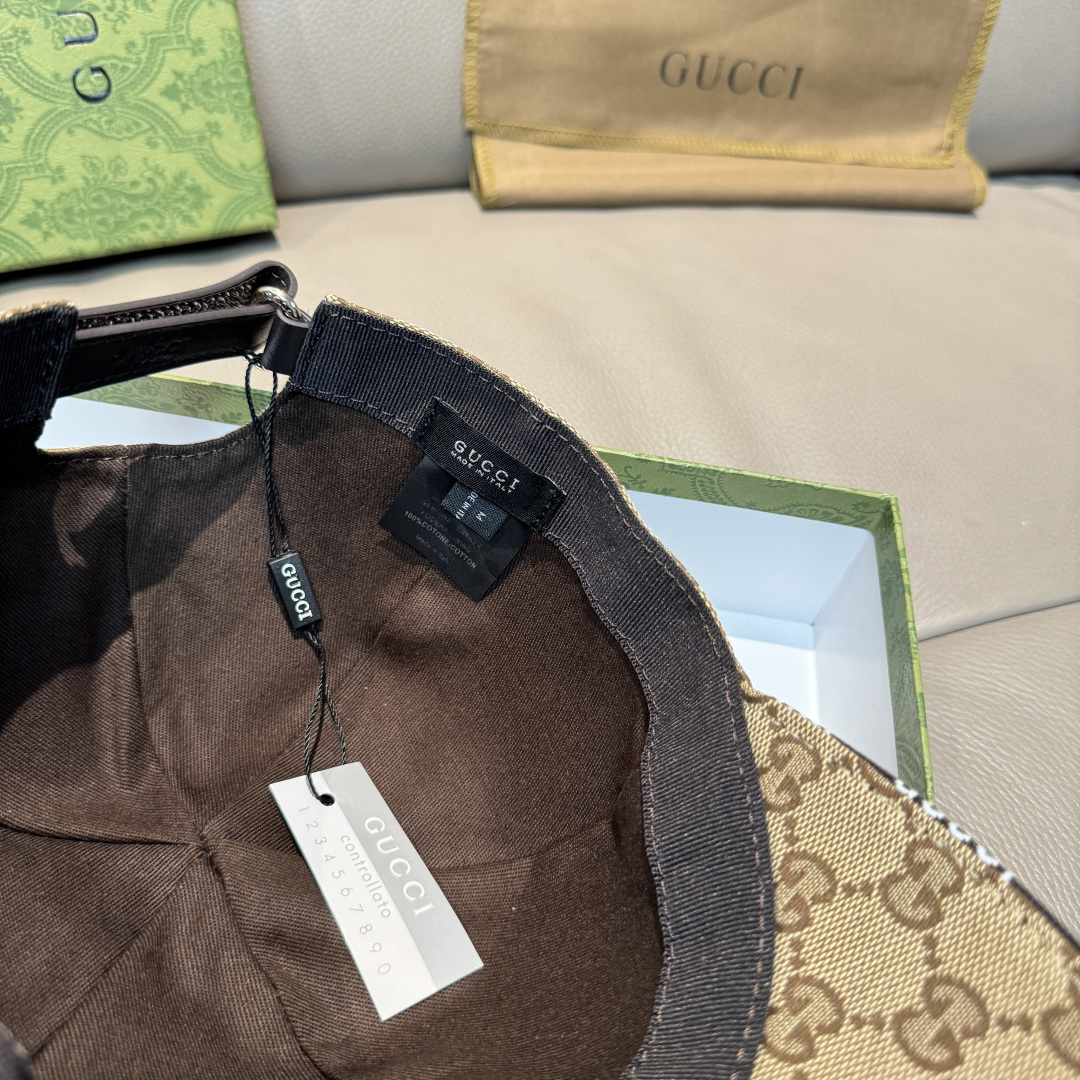 配盒子布袋，Gucci(古奇)新款原单棒球帽， GUCCI刺绣，1:1开模订制，重工刺绣，细节可媲美专柜