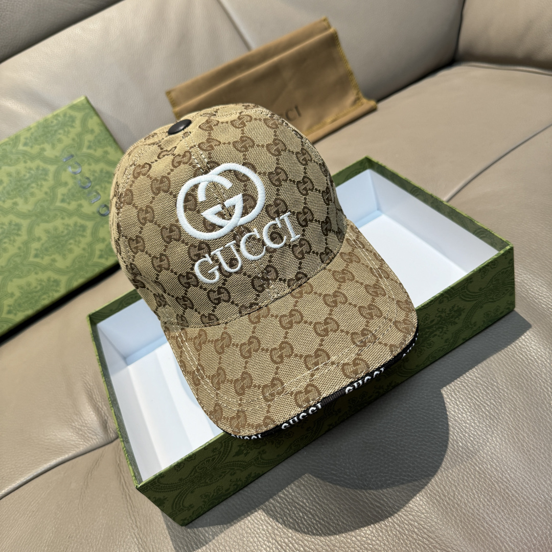配盒子布袋，Gucci(古奇)新款原单棒球帽， GUCCI刺绣，1:1开模订制，重工刺绣，细节可媲美专柜