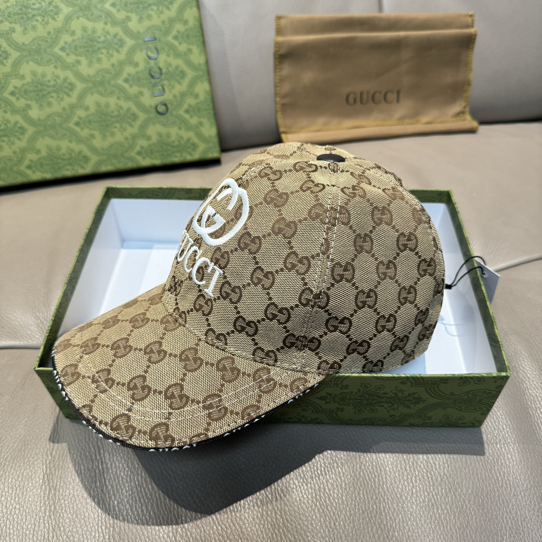 配盒子布袋，Gucci(古奇)新款原单棒球帽， GUCCI刺绣，1:1开模订制，重工刺绣，细节可媲美专柜