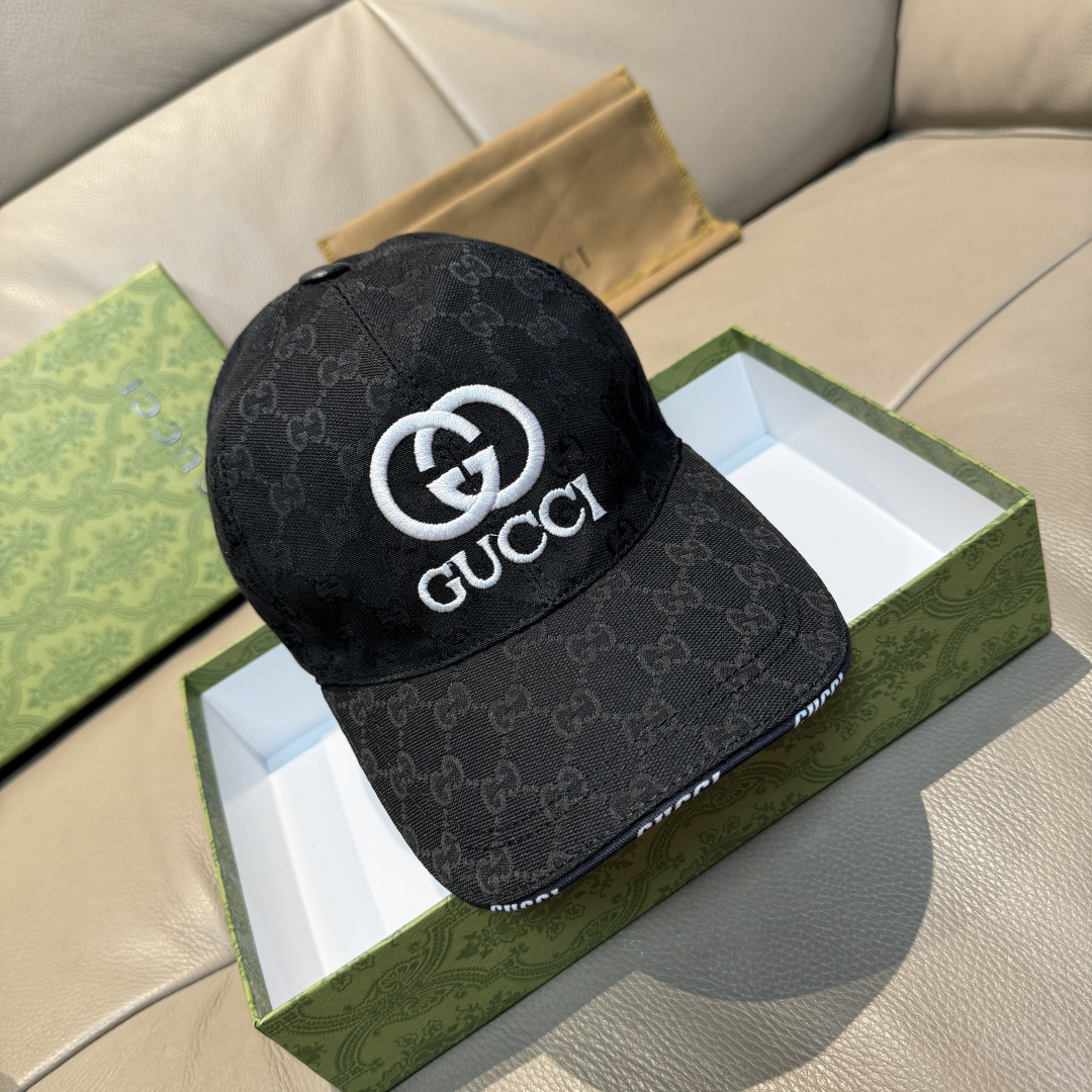 配盒子布袋，Gucci(古奇)新款原单棒球帽， GUCCI刺绣，1:1开模订制，重工刺绣，细节可媲美专柜