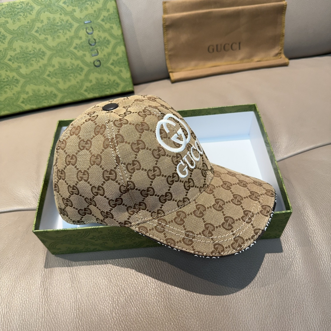 配盒子布袋，Gucci(古奇)新款原单棒球帽， GUCCI刺绣，1:1开模订制，重工刺绣，细节可媲美专柜