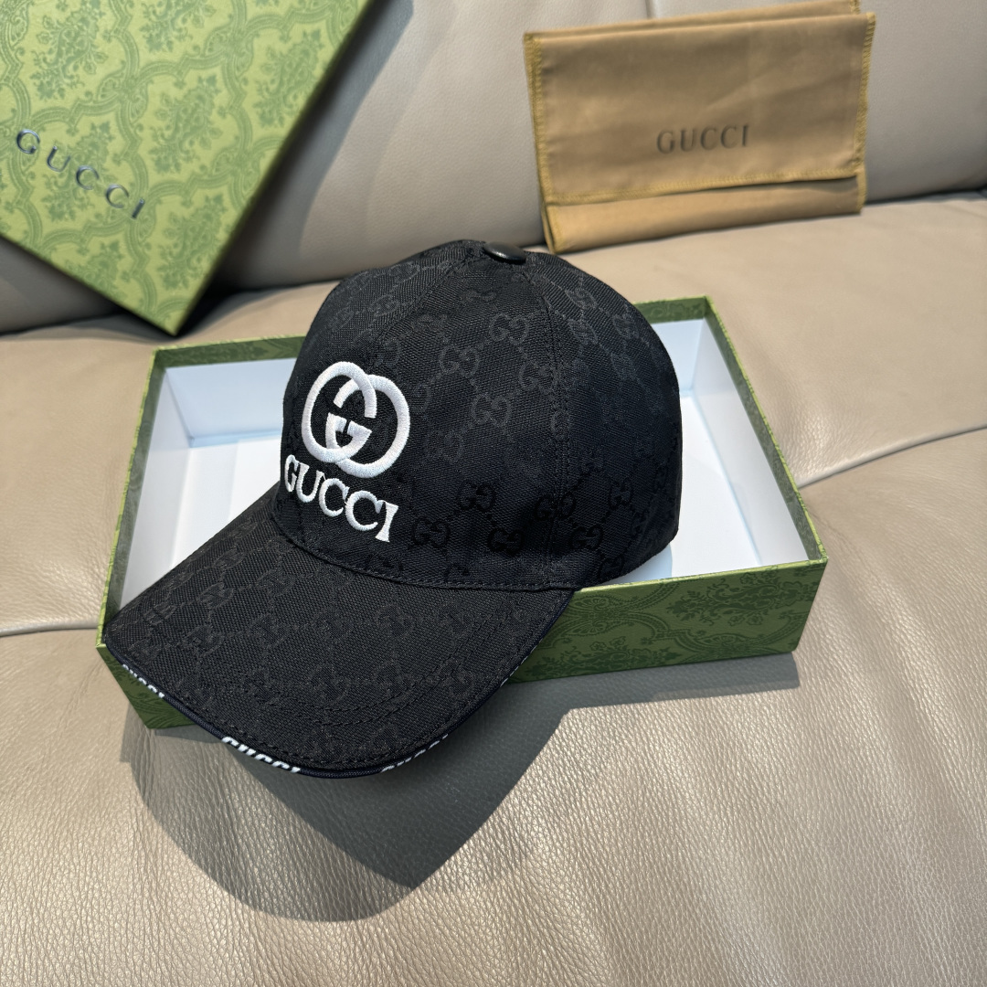 配盒子布袋，Gucci(古奇)新款原单棒球帽， GUCCI刺绣，1:1开模订制，重工刺绣，细节可媲美专柜