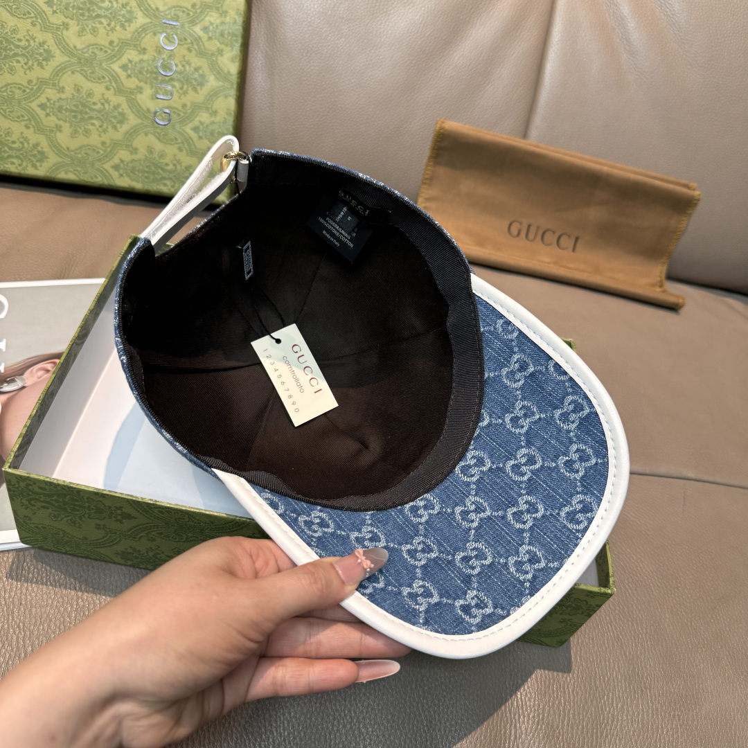 配盒子布袋，Gucci(古奇)经典原单棒球帽，双G牛仔提花，复古设计，专柜1:1开模订制！原版牛仔布料+