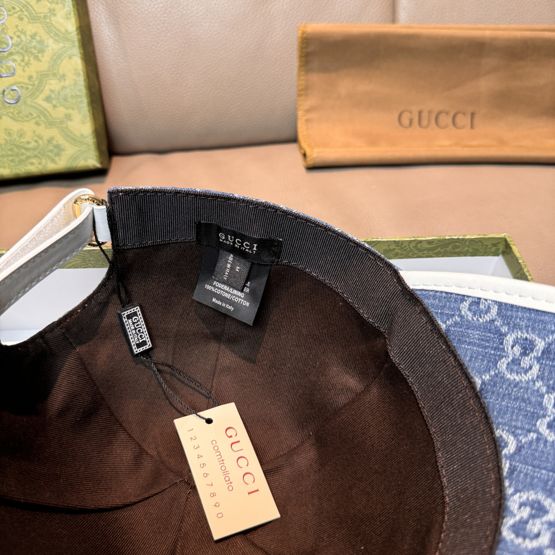 配盒子布袋，Gucci(古奇)经典原单棒球帽，双G牛仔提花，复古设计，专柜1:1开模订制！原版牛仔布料+