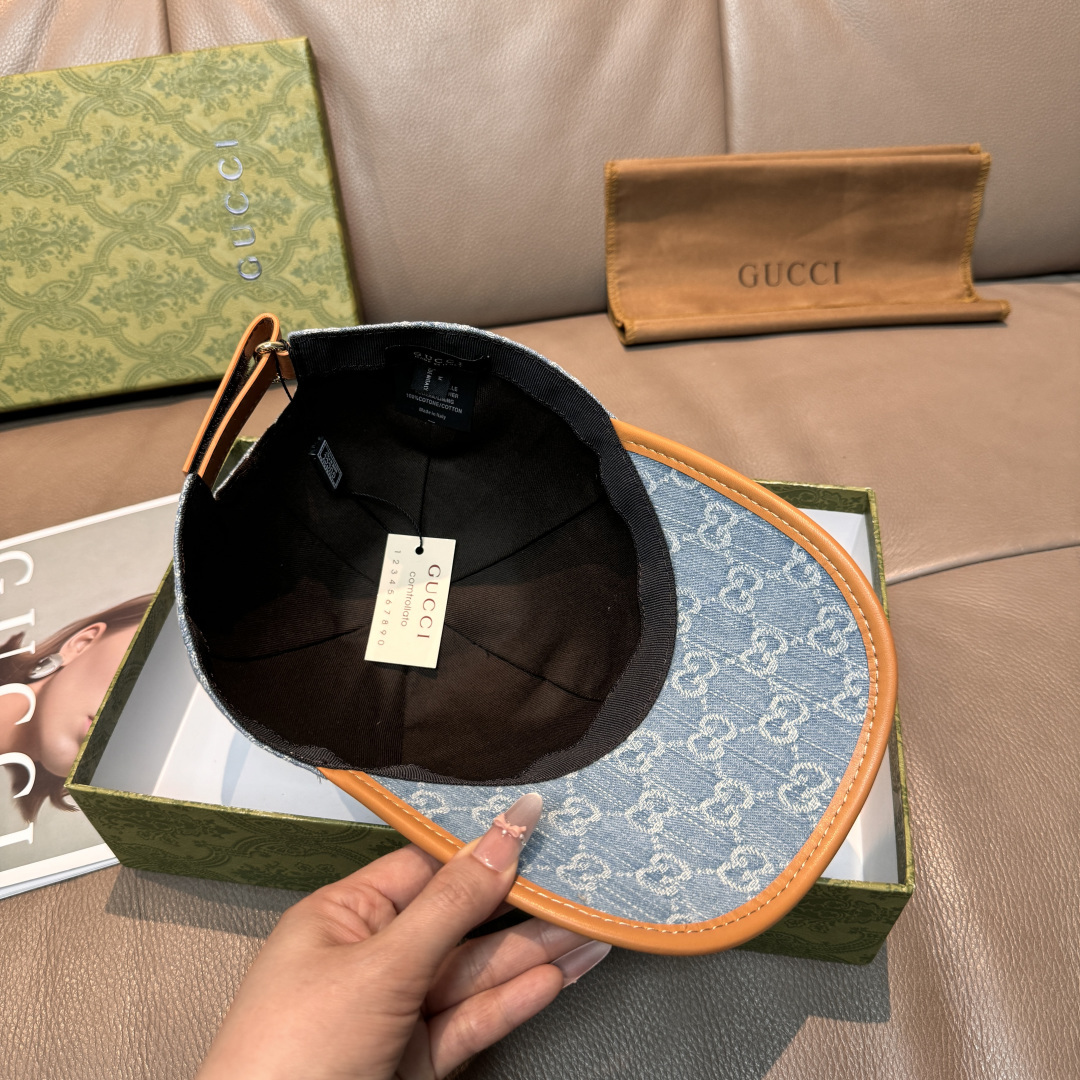 配盒子布袋，Gucci(古奇)经典原单棒球帽，双G牛仔提花，复古设计，专柜1:1开模订制！原版牛仔布料+