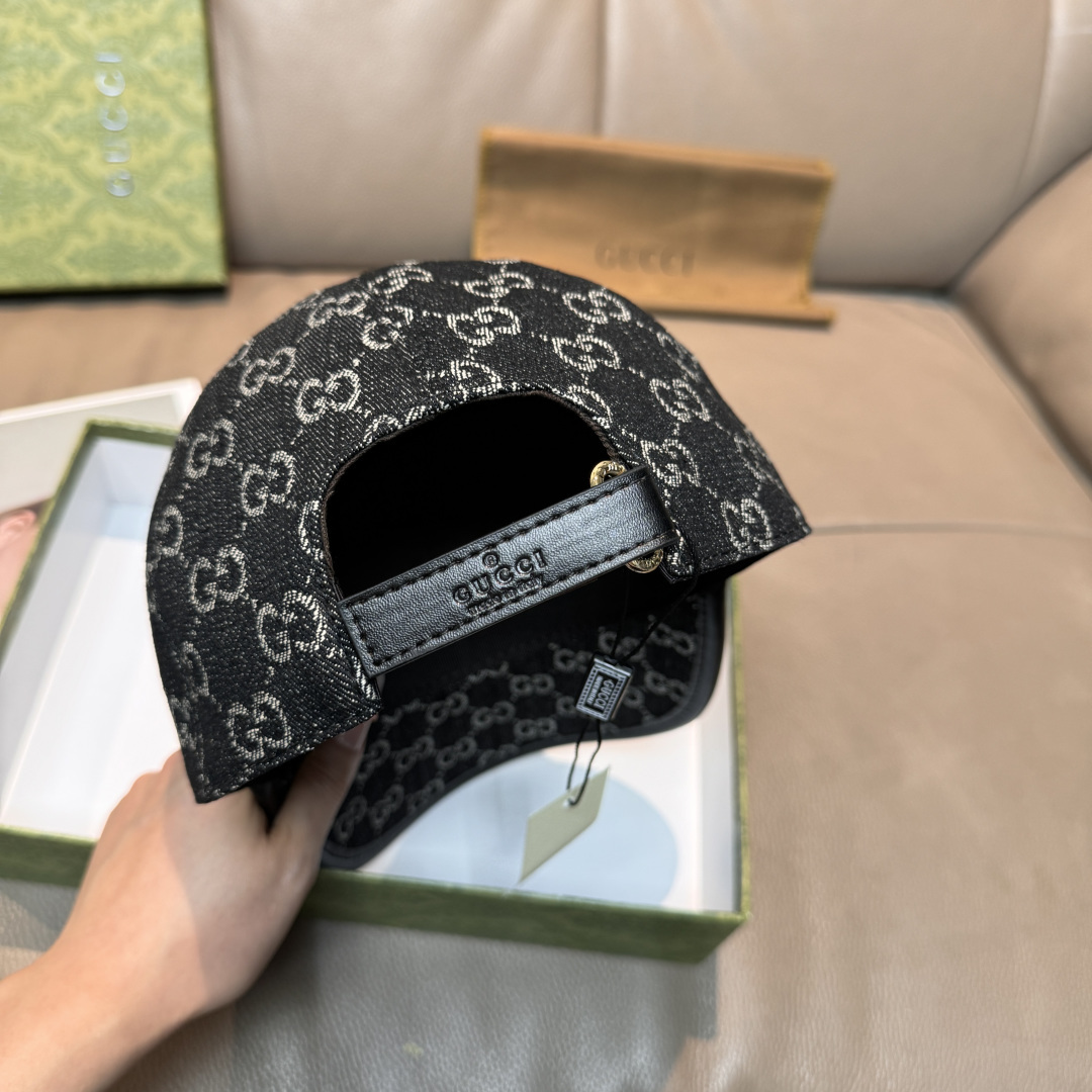 配盒子布袋，Gucci(古奇)经典原单棒球帽，双G牛仔提花，复古设计，专柜1:1开模订制！原版牛仔布料+