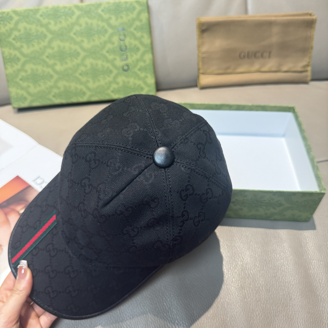 Gucci 配包装布袋 Gucci(古奇) 棒球帽 竖条小织带 1:1开模订制 帆布料+头层牛皮