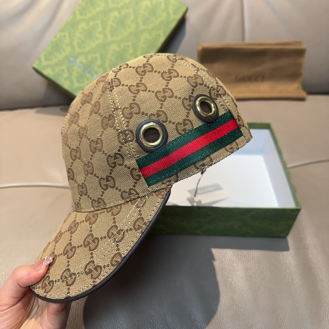 Gucci 配盒子布袋 Gucci(古奇) 款 棒球帽 钢扣款 1:1开模订制 帆布料+头层牛皮