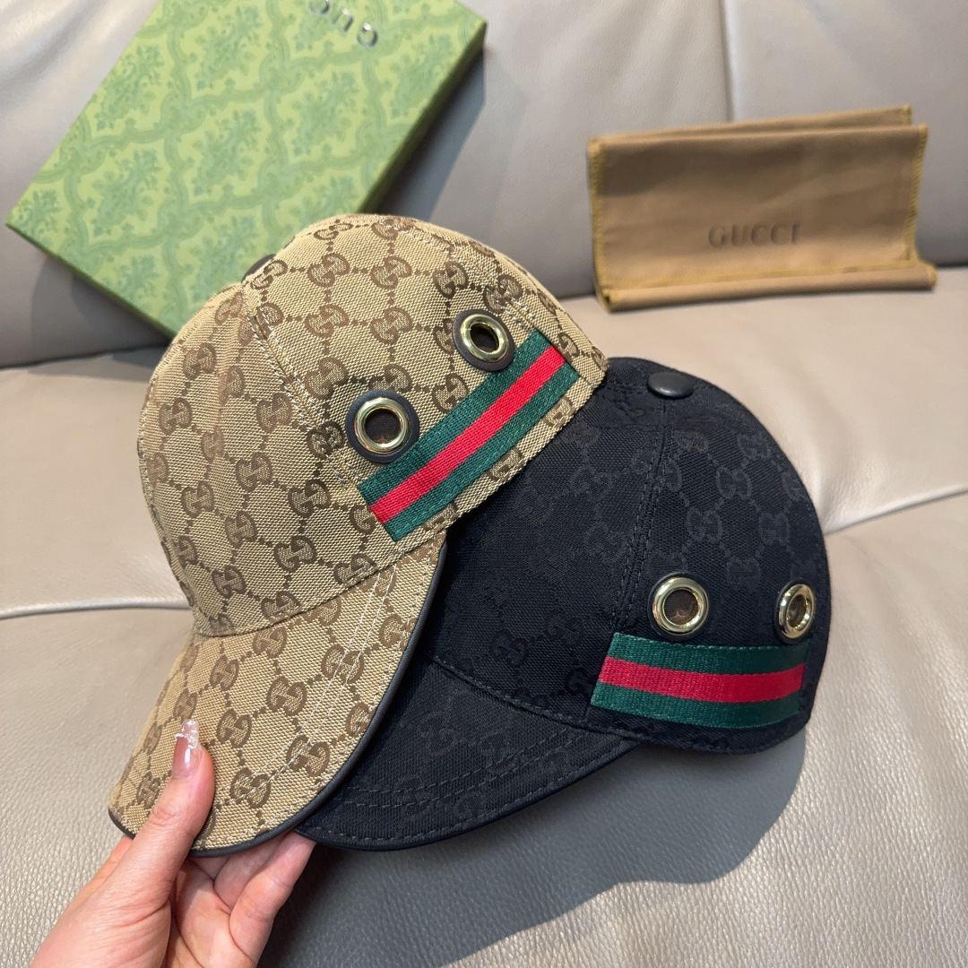 Gucci 配盒子布袋 Gucci(古奇) 款 棒球帽 钢扣款 1:1开模订制 帆布料+头层牛皮