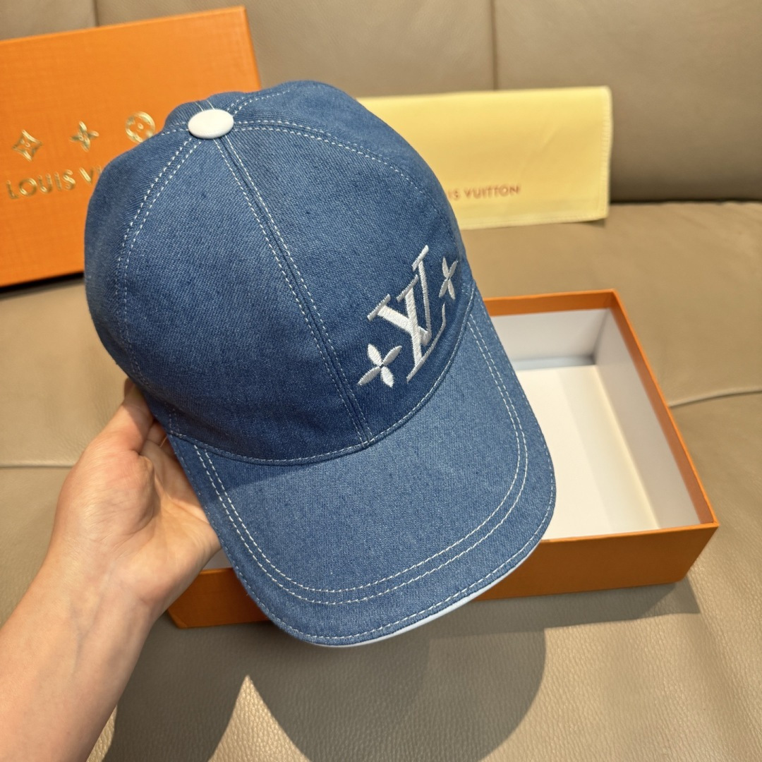 配盒子布袋，LV(路易威登)新款原单棒球帽，LV刺绣，专柜1:1开模订制，原版帆布面料+头层牛皮，精细刺