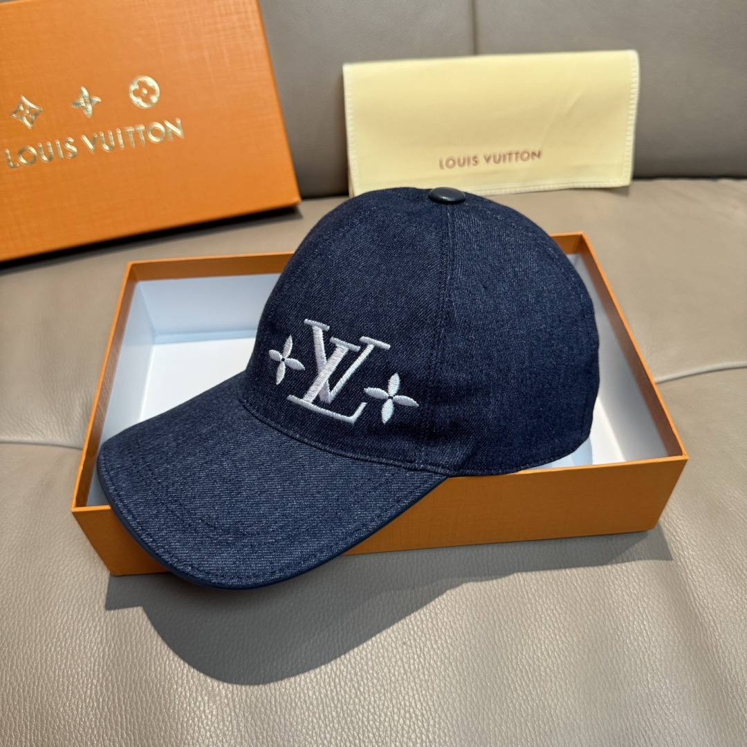 Louis Vuitton 配盒子布袋 LV(路易威登)新款 棒球帽 LV刺绣 1:1开模订制 帆布面料+头层牛皮