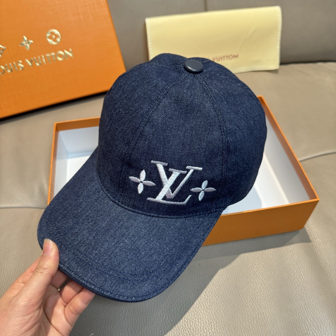 Louis Vuitton 配盒子布袋 LV(路易威登)新款 棒球帽 LV刺绣 1:1开模订制 帆布面料+头层牛皮
