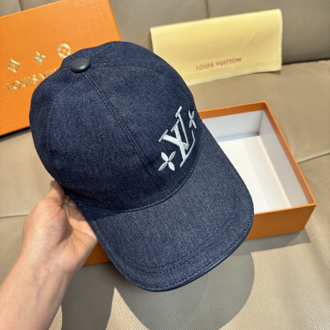 配盒子布袋，LV(路易威登)新款原单棒球帽，LV刺绣，专柜1:1开模订制，原版帆布面料+头层牛皮，精细刺